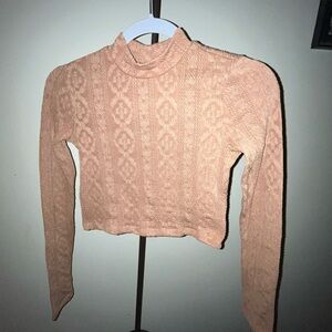 Freshman Tan Cropped Fitted Long Sleeve